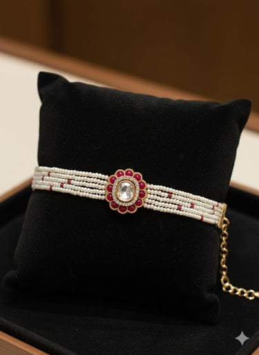Ruby Pearl Beads Bracelet